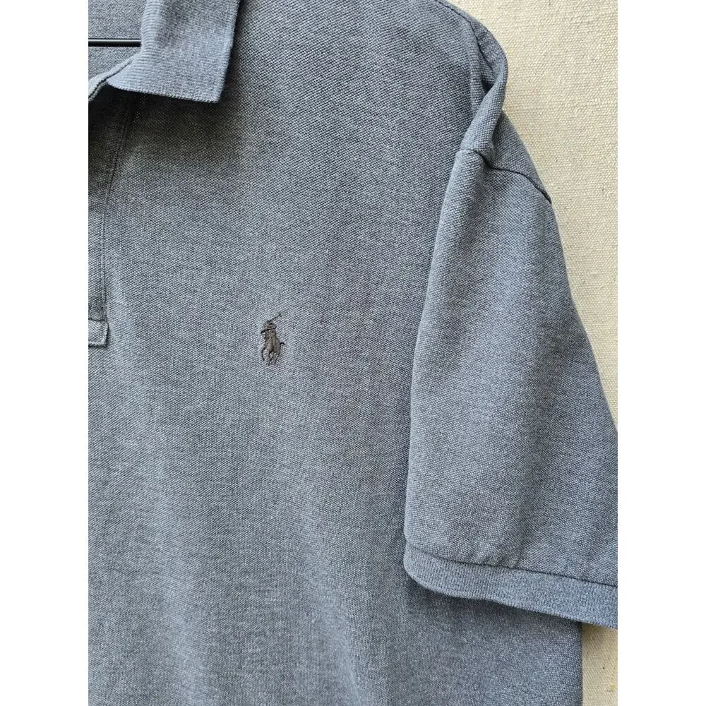 Polo Ralph Lauren Gray Pima Cotton Stretch Polo Shirt Mens XL Classic Preppy